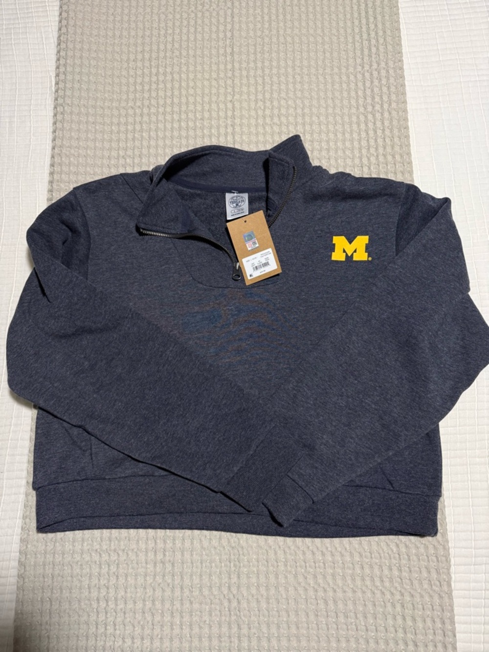 Rivalry Threads Michigan Navy Zip-Up Sweater